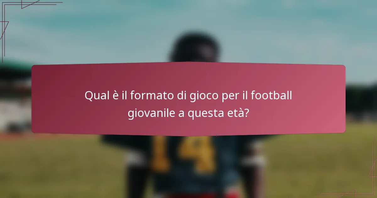 Qual è il formato di gioco per il football giovanile a questa età?