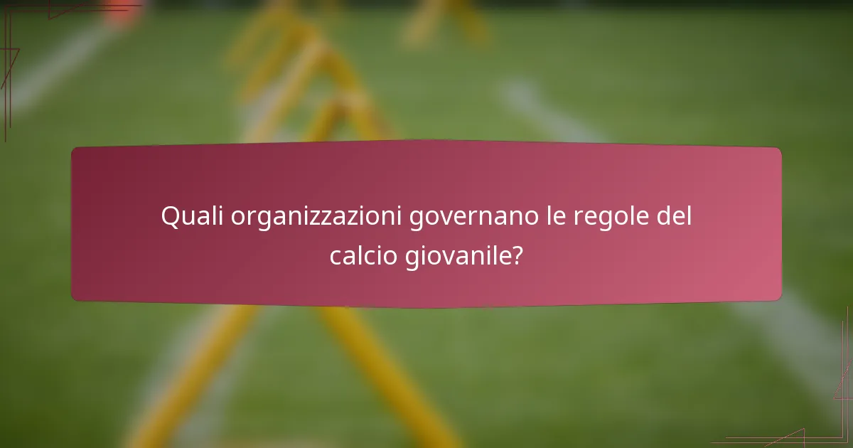 Quali organizzazioni governano le regole del calcio giovanile?