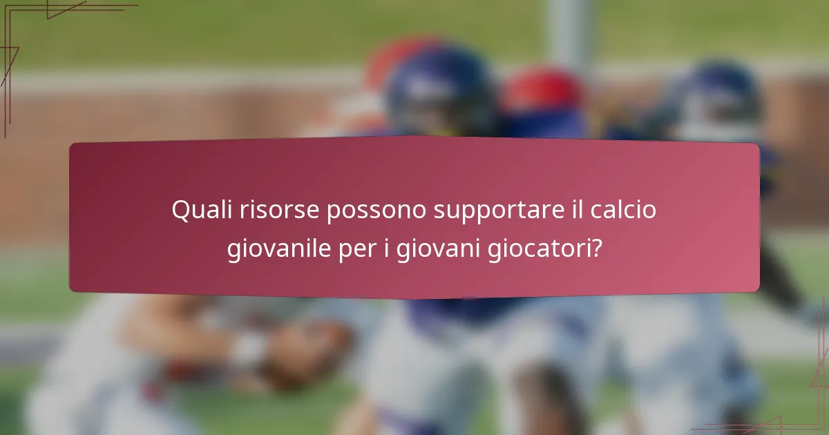 Quali risorse possono supportare il calcio giovanile per i giovani giocatori?