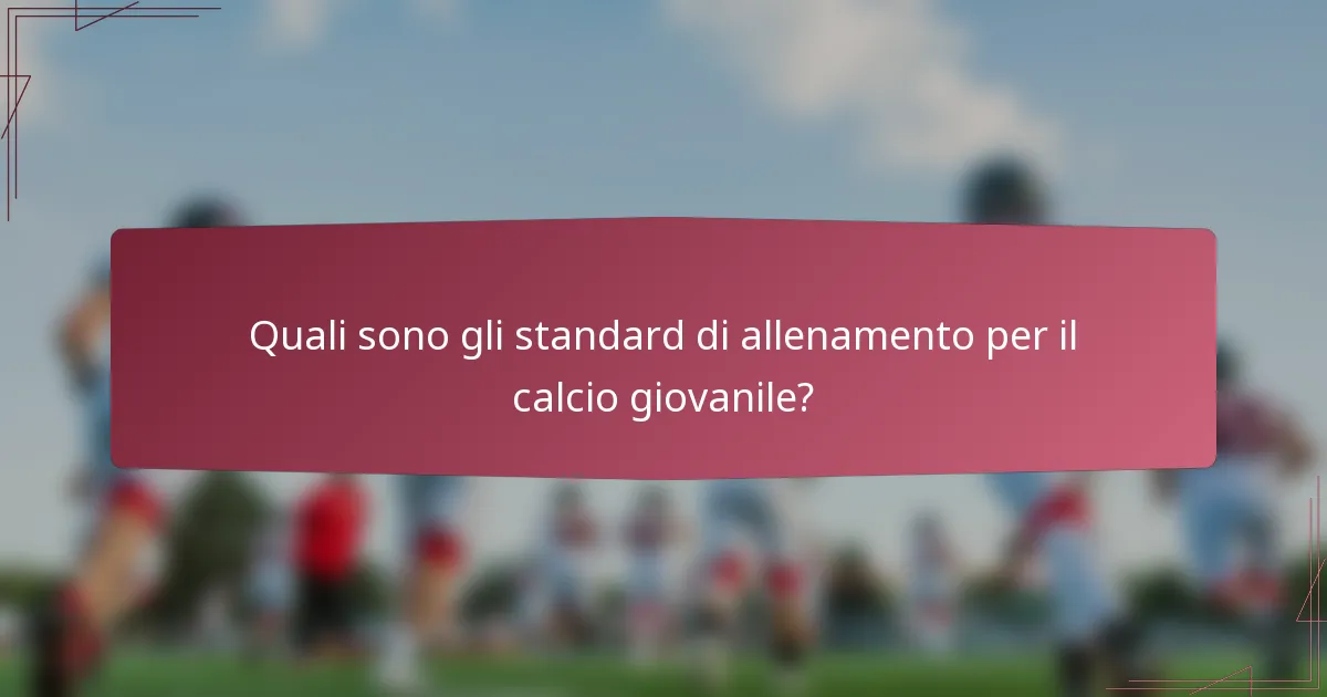 Quali sono gli standard di allenamento per il calcio giovanile?